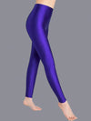Polyester Light Glitter Leggings Purple Elastic Waist High Stretch Tight Shiny