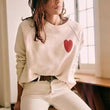 Women's Fresh Heart Printed O-neck Long Sleeve Cotton Sweatshirt Pullover