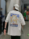 Harajuku Cat Cartoon Eating Noodles Graphic Unisex Tshirts Casual
