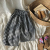 Kids Pants Plaid Printed Wide-leg Pants Flower Waist Summer Culottes Girls