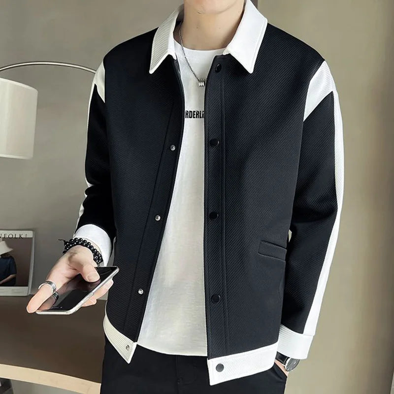 Fashion Lapel Button Spliced Pockets Casual Coats Men's