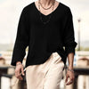 Autumn Men's Clothing Knit T Shirt Solid Color V Neck Long Sleeve Streetwear