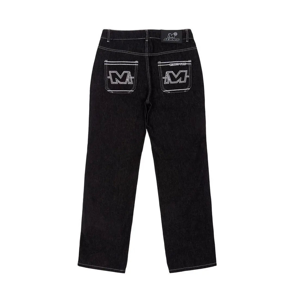 Y2k Jeans Hip Hop Letter Black Pants Punk Loose Straight Wide Leg Trousers Streetwear
