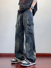 Men's Jeans Flap Pockets Lightweight Denim Cargo Pants Baggy Jeans