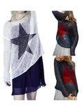 Y2K Streetwear Fashion: Women's Star Pattern Long Sleeve Pullover Sweater