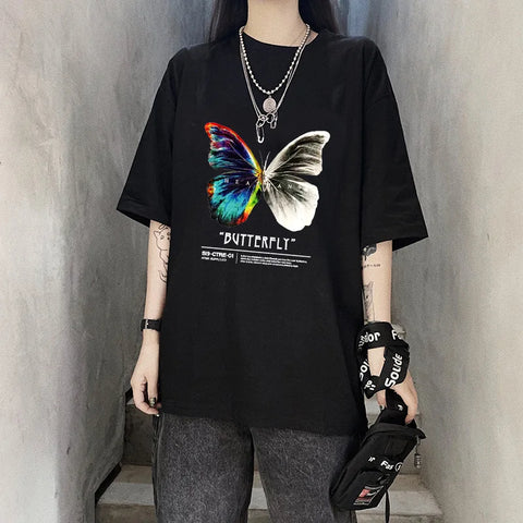 Butterfly Print Women's T-shirt - New Summer Fashion