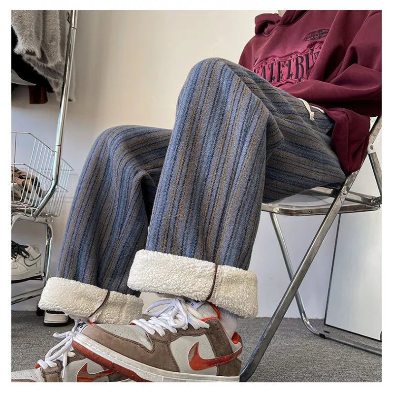 Stripe Plaid Trousers Straight Autumn Winter