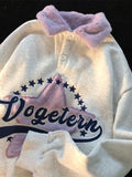 American Style Retro Star Hoodie for Women Soft Waxy Sticky Cute Lapel Long Sleeve Youth