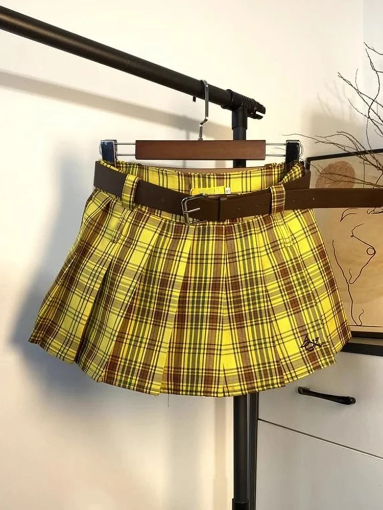High Waist Belt Casual Skirt