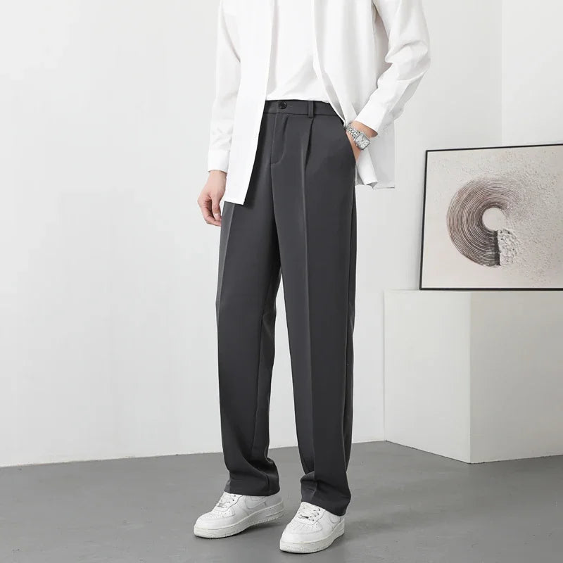 Lightweight Chino Pants Korean Fashion Pleated Trousers