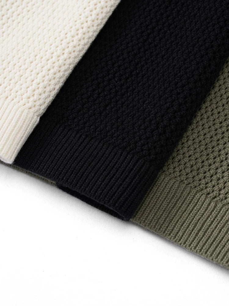 2024 Knitted Tops Men Breathable Chest Pockets T-shirts