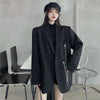 Women’s Double Breasted Loose Blazer Black Korean Jacket