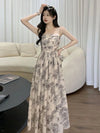 ElegantA Line Floral Long Dress