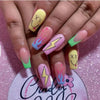 Colorful Glossy Acrylic Press On Nails Long Coffin Tips