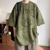 Military green suede floral American retro heavyweight y2k