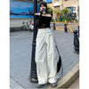 White High Waisted Wide Leg Baggy Jeans for Women Y2K