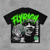 Abstract Face Graphic Cotton Oversized T-Shirt Y2K Men