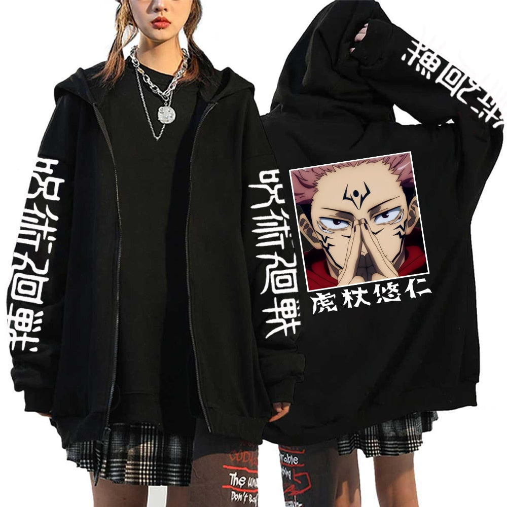 Jujutsu Kaisen Hoodie Yuji Itadori Anime Sweatshirt for Casual Hip Hop Streetwear Long Sleeves