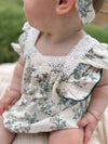 Summer Baby Girls Rompers One-Pieced Toddler Sweet Green Floral Jumpsuit