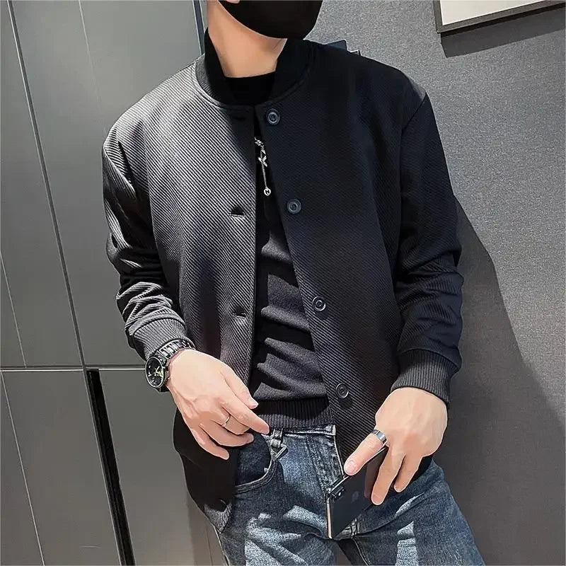 High-end Casual Baseball Jacket For Men 2024 Spring Style Loose Fit Toptrendy