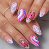 Colorful Glossy Acrylic Press On Nails Long Coffin Tips