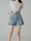 Fashion Lace Up Denim Shorts