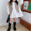 Girls 2-7y Fashion Cotton Dress Vest Shawl 2pcs Toddler Long Blouses