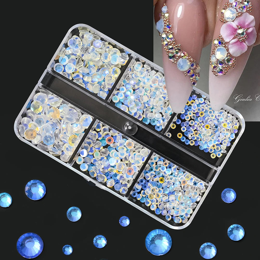 Crystal Nail Rhinestones 24pcs Transparent Alloy Ice Pile Drill