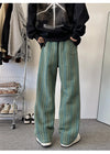 Stripe Plaid Trousers Straight Autumn Winter