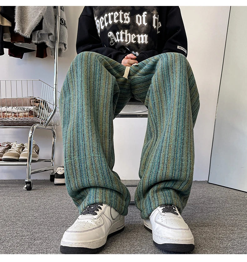 Stripe Plaid Trousers Straight Autumn Winter