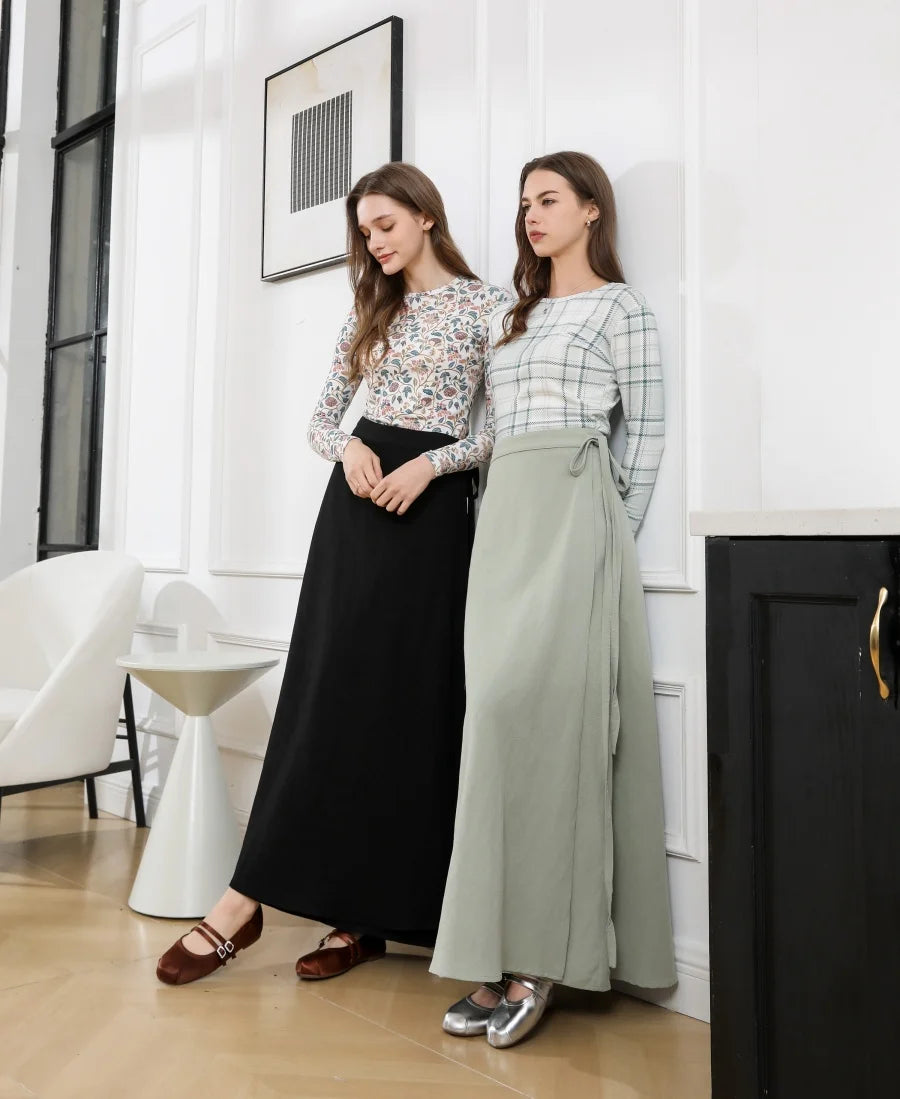 summer woman  linen one pieces  wrap skirts adjustable waist 2cm skirt