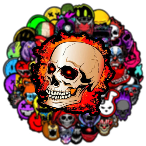 10/30/50PCS Cartoon Cool Horror Skull Graffiti Stickers