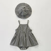 Baby Girls Jumpsuit+Hat Sleeveless Cotton Plaid Toddler Baby Girl Dress Romper