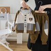 Autumn Sports Style Boys Baseball Three Piece Set With Printed Shirt