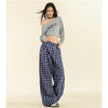 Plaid High Waist Y2K Wide Leg Pants for Women