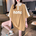 Preppy style cotton Spell Color letter Short Sleeve y2k Top Student T Shirt