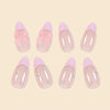 French Pink and Pearl Bow Fake Nails Short Wearable Set