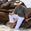 2024 Men's Casual Blouse Cotton Linen Shirt Loose Tops Long Sleeve Tee