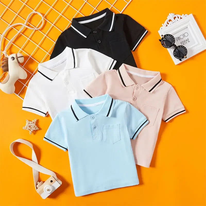 Kids Boys Summer Short Sleeve Polo Shirt Children's Toddler Outwear  7-12y