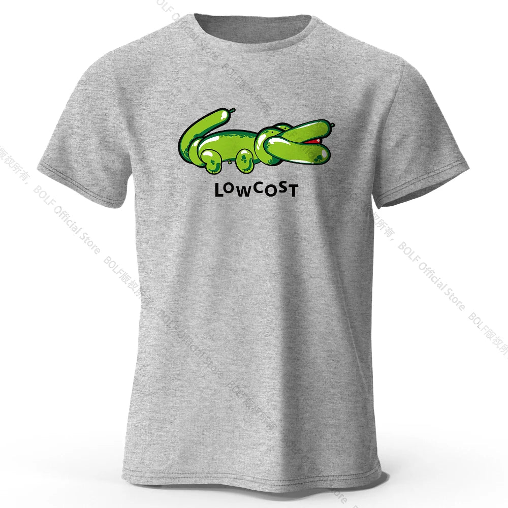 Mens Lowcost Crocodile Joke Tshirt 100 Cotton Oversized Funny Tee