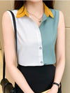 2024 Summer Sleeveless Blouse Women’s Casual Patchwork