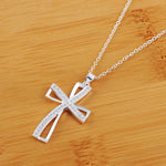 Promotions 45cm 925 sterling silver necklace charm for women cyrstal Cross pendant chain