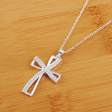 Promotions 45cm 925 sterling silver necklace charm for women cyrstal Cross pendant chain