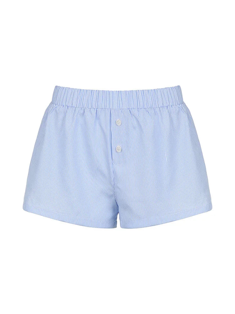 Trendy Striped Shorts Women Comfy Elastic Waist Street Style