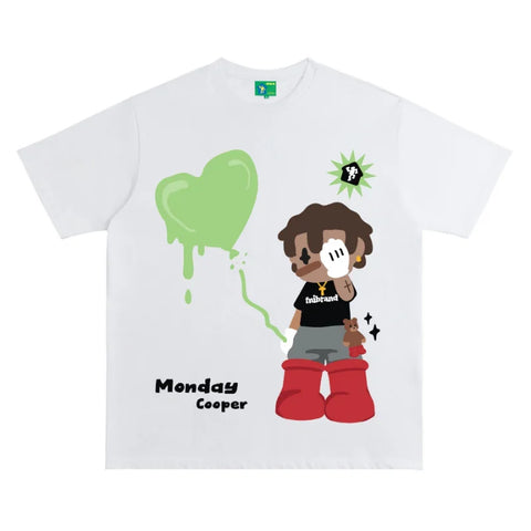 Kawaii Boy Love Monday Printed T-shirt Men
