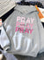 Pink Letter Print Hoodies Fleece for Women Winter Soft and Warm