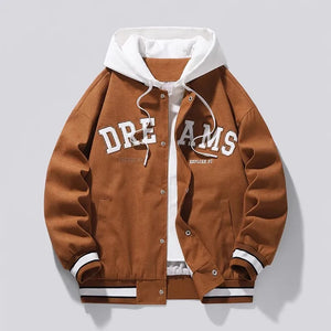 Varsity Baseball Jacket Men's Autumn Hooded Trendy All-Match Coats