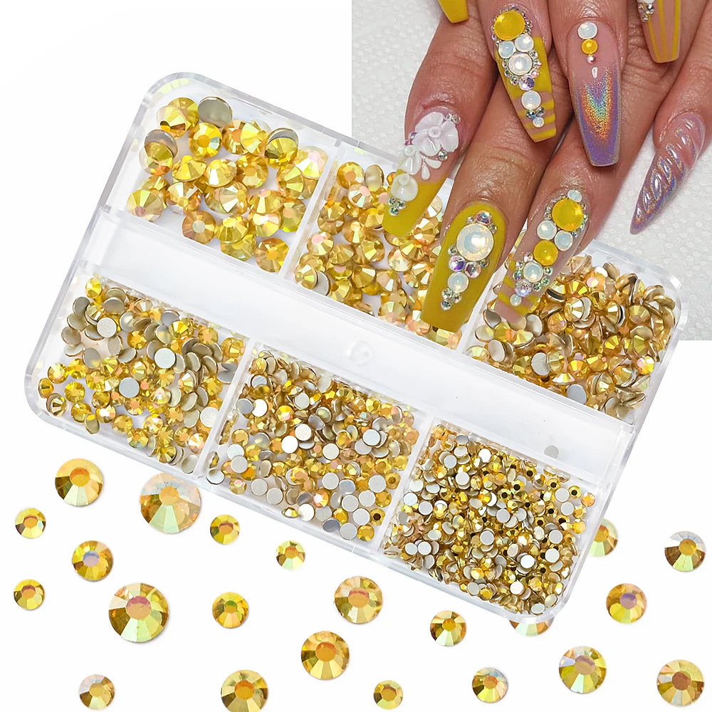 Crystal Nail Rhinestones 24pcs Transparent Alloy Ice Pile Drill