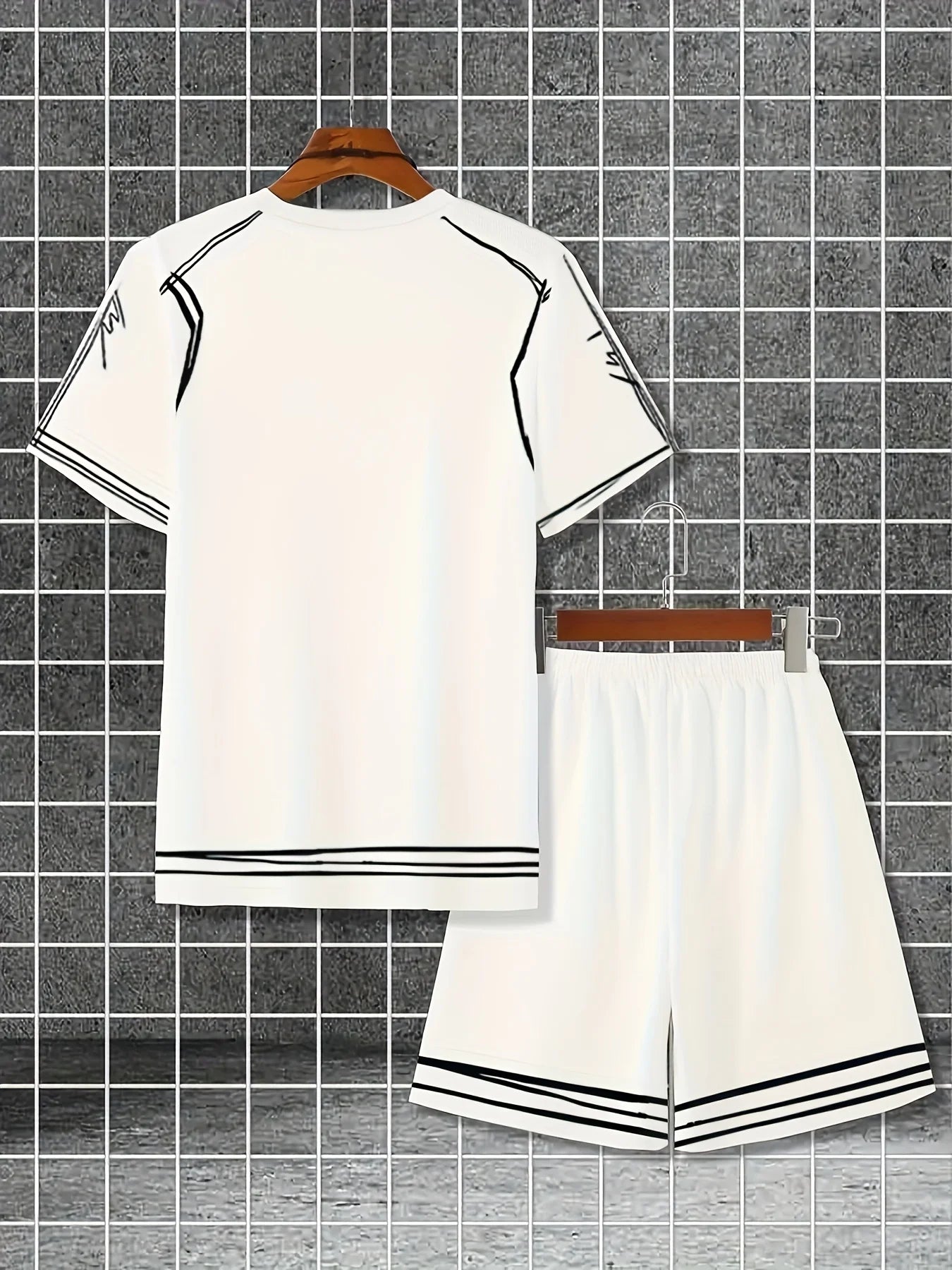 Men's suit top and shorts set Harajuku casual short 2-piece set