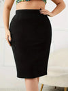 Summer Plus Size High Waist Slit Skirt Casual